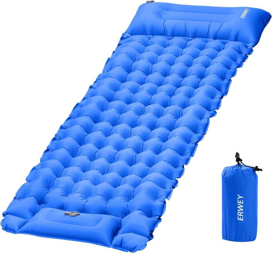 Camping isomat zelfopblazend 200 x 70 cm opblaasbaar luchtmatras met voetpomp en kussen waterdicht isomat camping luchtmatras opblaasbare matras outdoor voor wandelen strand tent