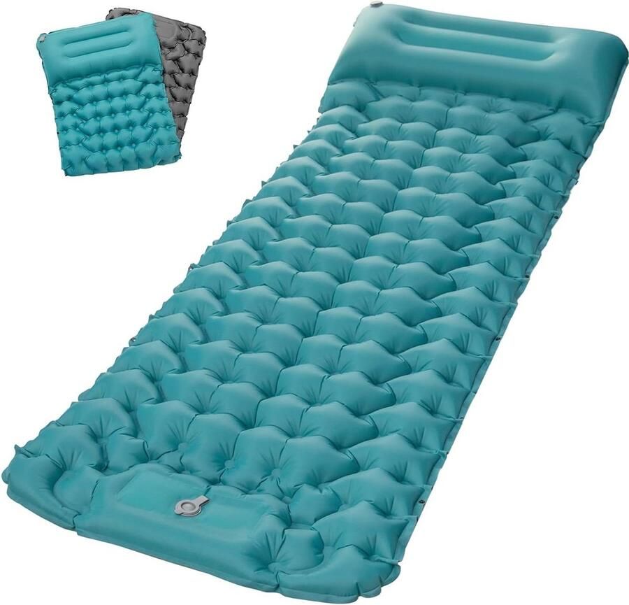 Campingmat zelfopblazend ultralicht luchtmatras met voetperspomp outdoor campingmatras opvouwbaar met kussen vouwmatras