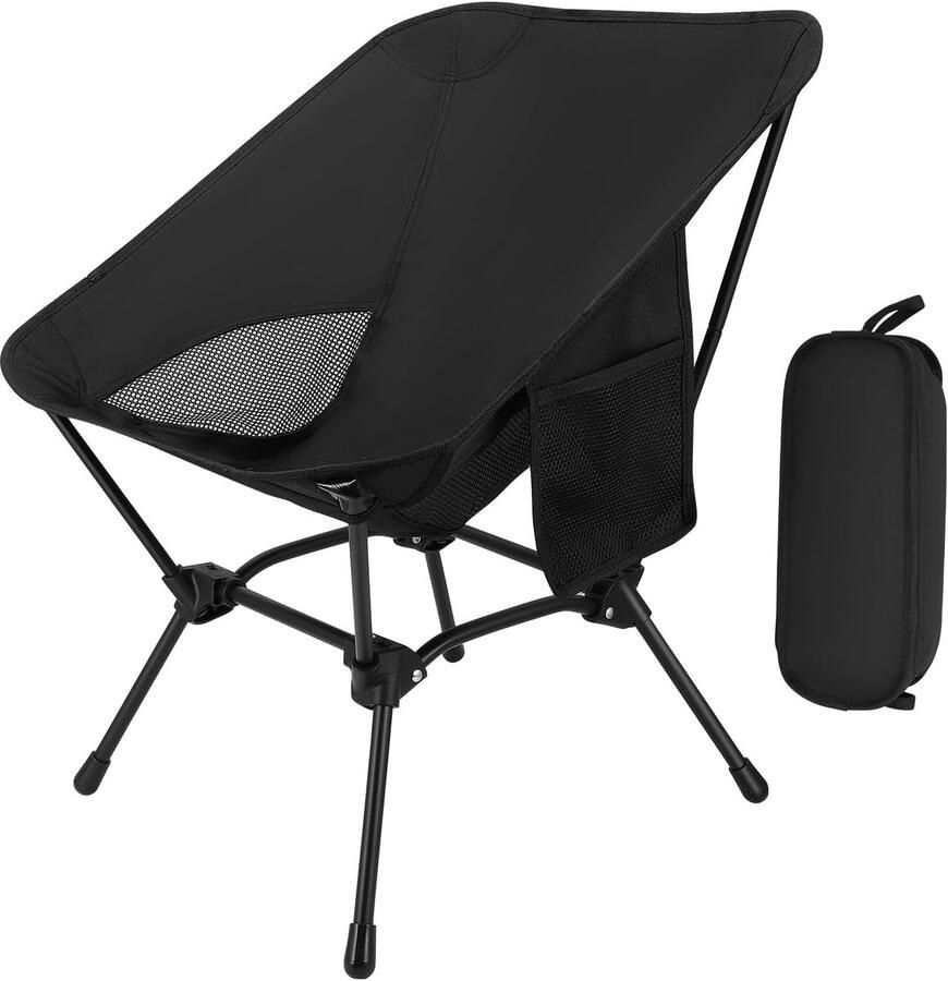 Campingstoel hoge rugleuning opvouwbaar 120 kg klapstoel camping licht visstoel inklapbaar met 2 zijzakken ultralicht voor outdoor wandelen (zwart)