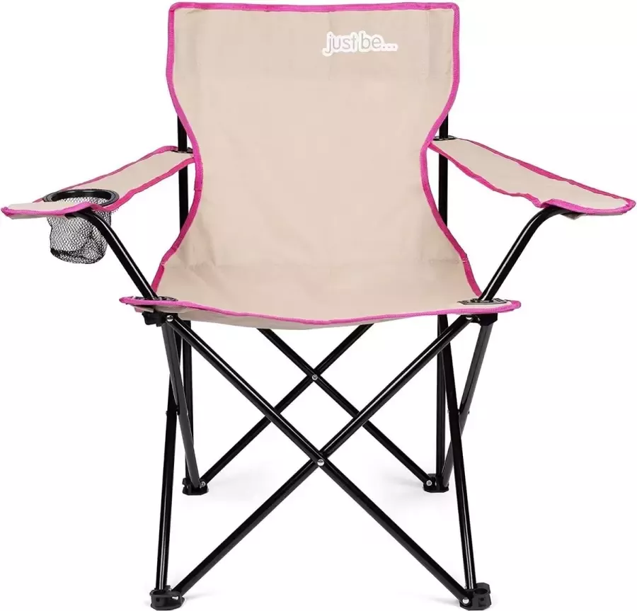 Campingstoel klapstoel voor camping visstoel met armleuning en bekerhouder in verschillende kleuren grijs roze