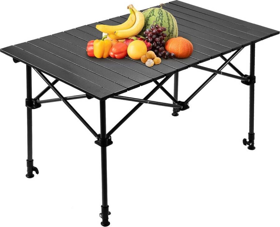 Campingtafel klaptafel bijzettafel met aluminium tafelblad voor draagbare outdoor vouwtafel verstelbare hoogte 50-95 cm voor camping hengel tuin 75 kg