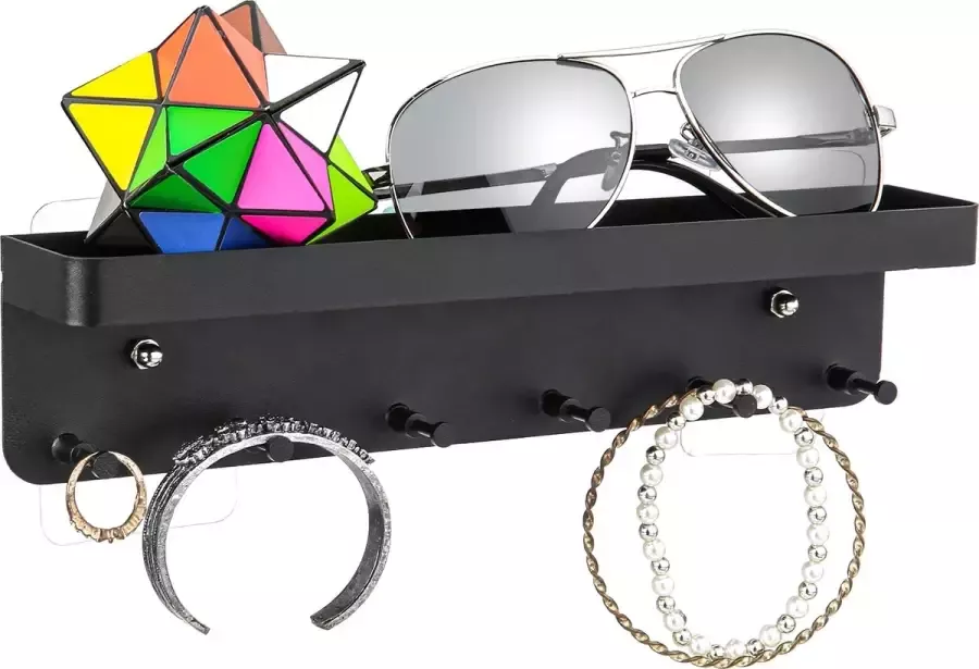 CAMTOA Wandrek Wanddecoratie Zwevend Boekenrek gang decoratie voor Kantoorruimte Rekken Keuken Badkamer zwart