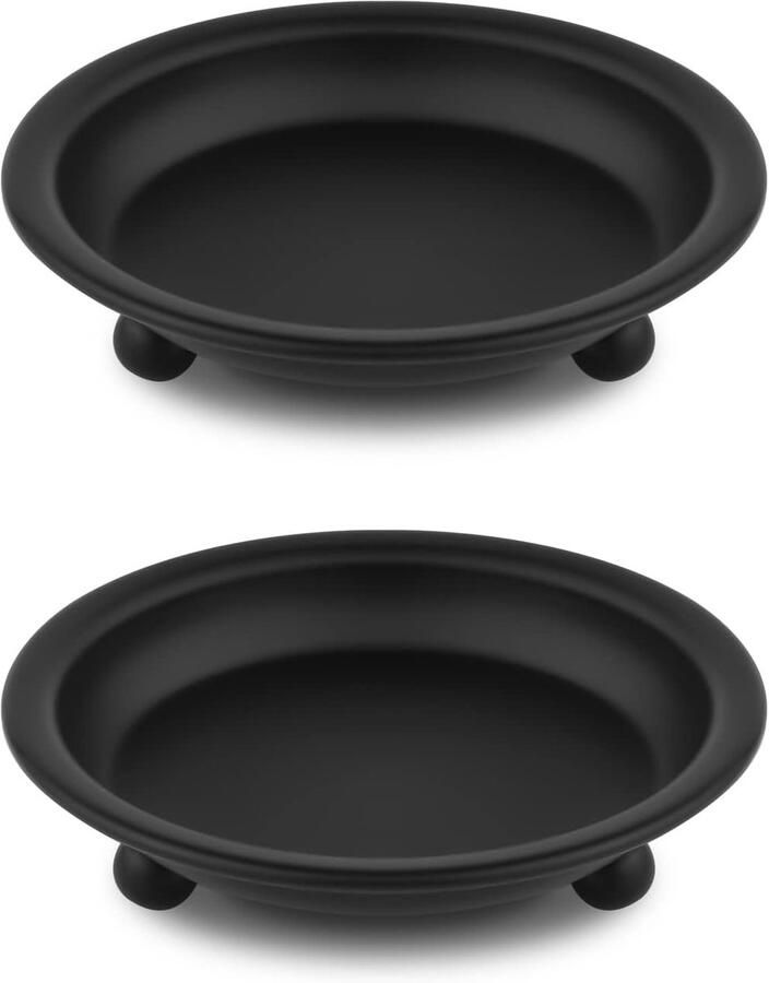 Candle Holder Sign 2pcs Matte Black Iron Candle Plates Metal Round Candlestick voor Pillar Candles Decoratieve Candlestick voor Tafel Centerpiece Kerstdecoratie