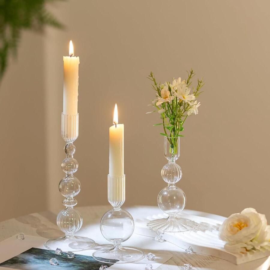 Candlestick glazen kaarsenhouder decoratie tafel glas woonkamer bruiloft feest set van 3