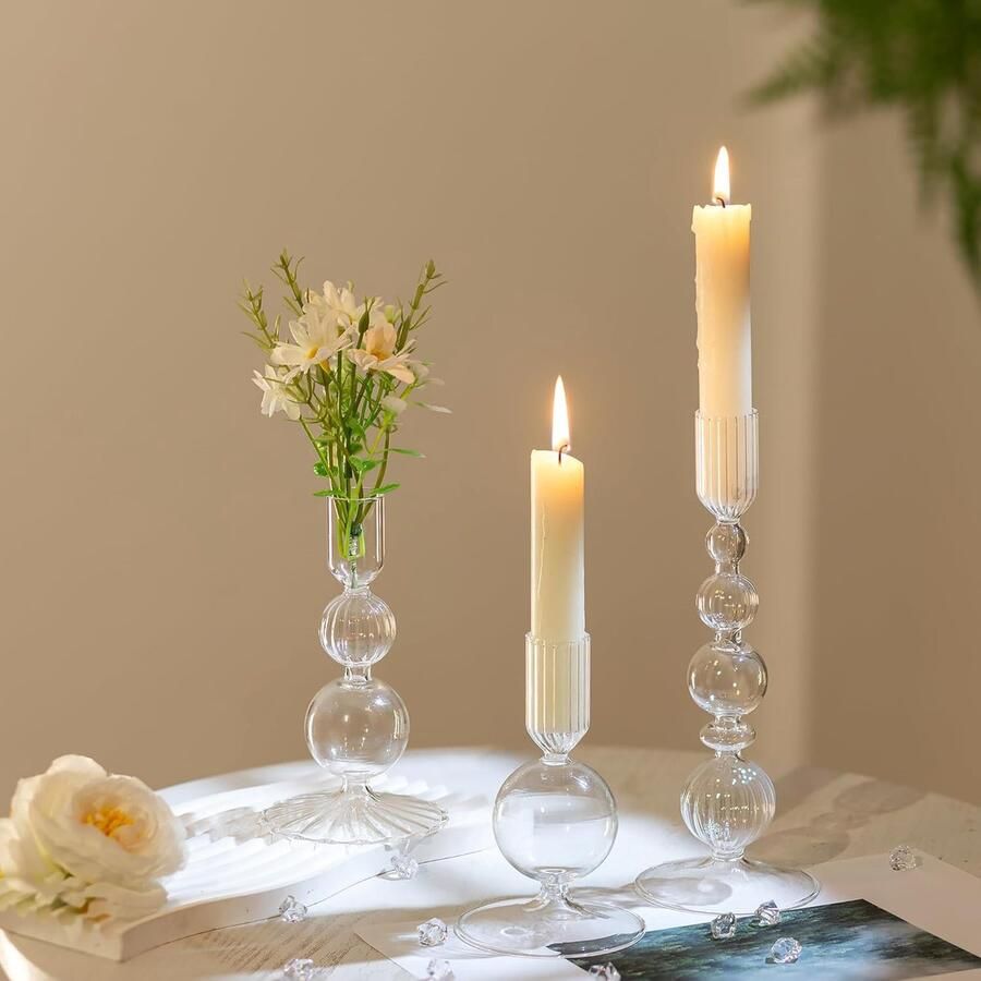Candlestick glazen kandelaars kaarsenhouder voor woonkamer en bruiloft set van 3 decoratie voor tafel en bar
