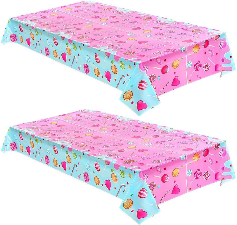 Candy Land Tafelhoezen Set vrolijke tafelbedekking 2 stuks 108 x 180 cm PET materiaal