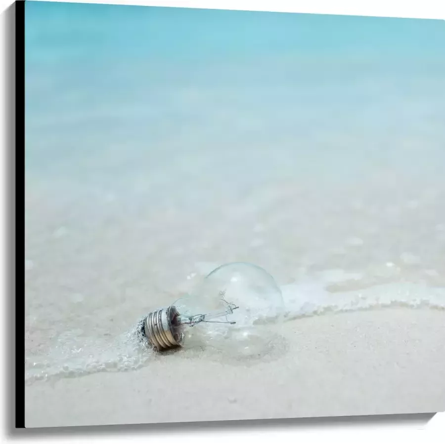 Canvas Lamp op het Strand 100x100 cm Foto op Canvas Schilderij (Wanddecoratie op Canvas)