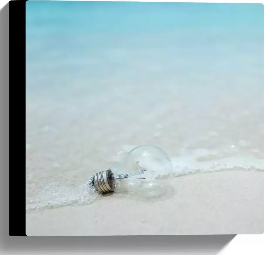 Canvas Lamp op het Strand 30x30 cm Foto op Canvas Schilderij (Wanddecoratie op Canvas)