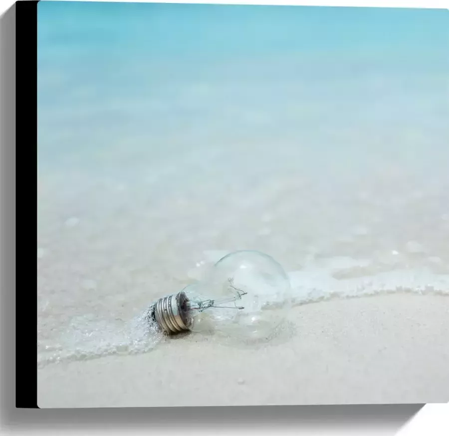 Canvas Lamp op het Strand 40x40 cm Foto op Canvas Schilderij (Wanddecoratie op Canvas)