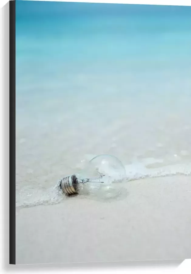 Canvas Lamp op het Strand 60x90 cm Foto op Canvas Schilderij (Wanddecoratie op Canvas)