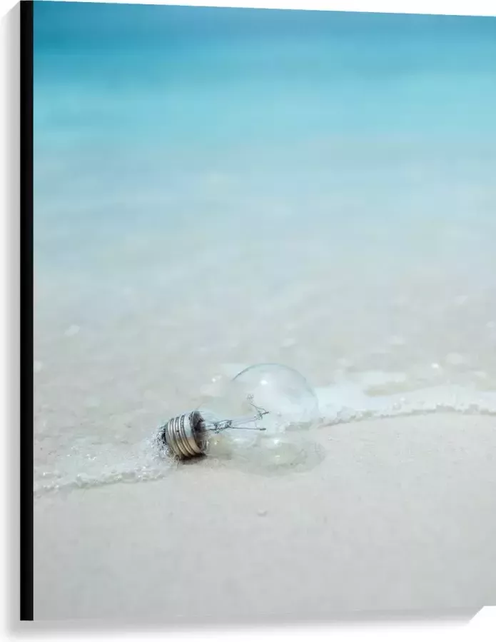 Canvas Lamp op het Strand 75x100 cm Foto op Canvas Schilderij (Wanddecoratie op Canvas)