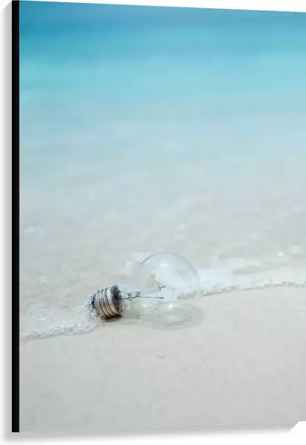 Canvas Lamp op het Strand 80x120 cm Foto op Canvas Schilderij (Wanddecoratie op Canvas)