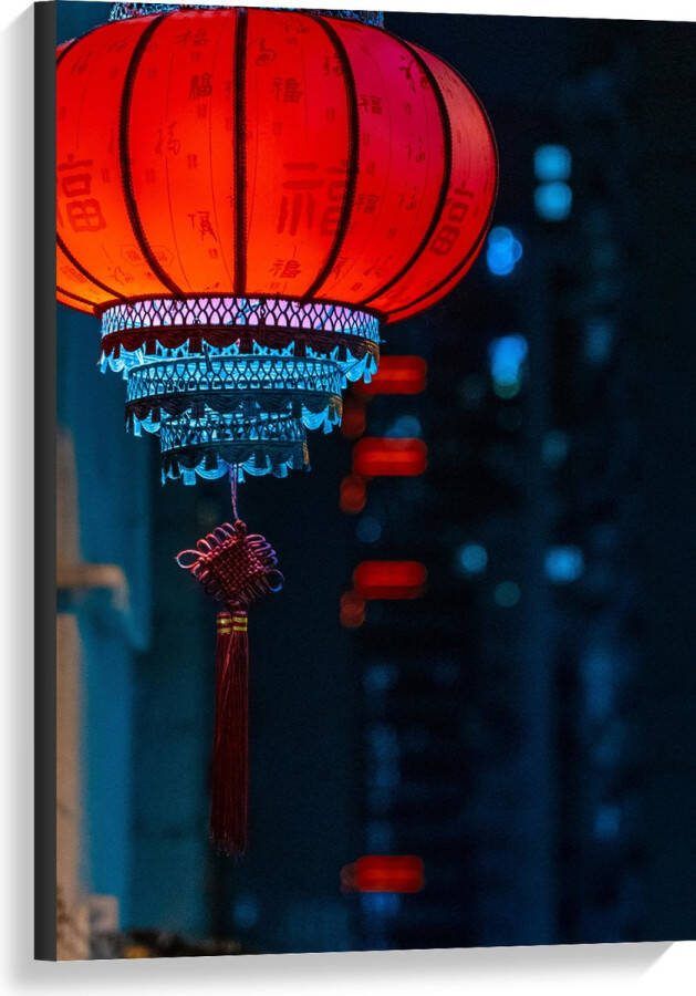 Canvas Lampion Stof Lamp Licht Tekst 60x90 cm Foto op Canvas Schilderij (Wanddecoratie op Canvas)