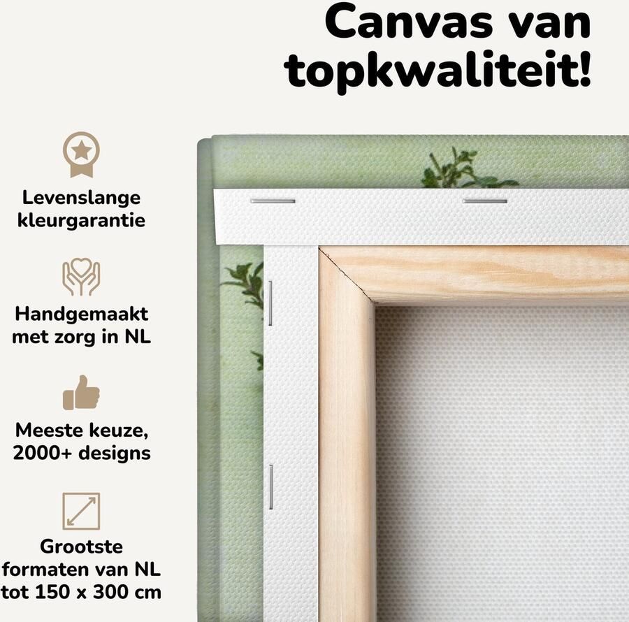 OneMillionCanvasses Canvas schilderij 120x160 cm Wanddecoratie Groene groentes op tafel Muurdecoratie woonkamer Slaapkamer decoratie Kamer accessoires Schilderijen - Foto 2