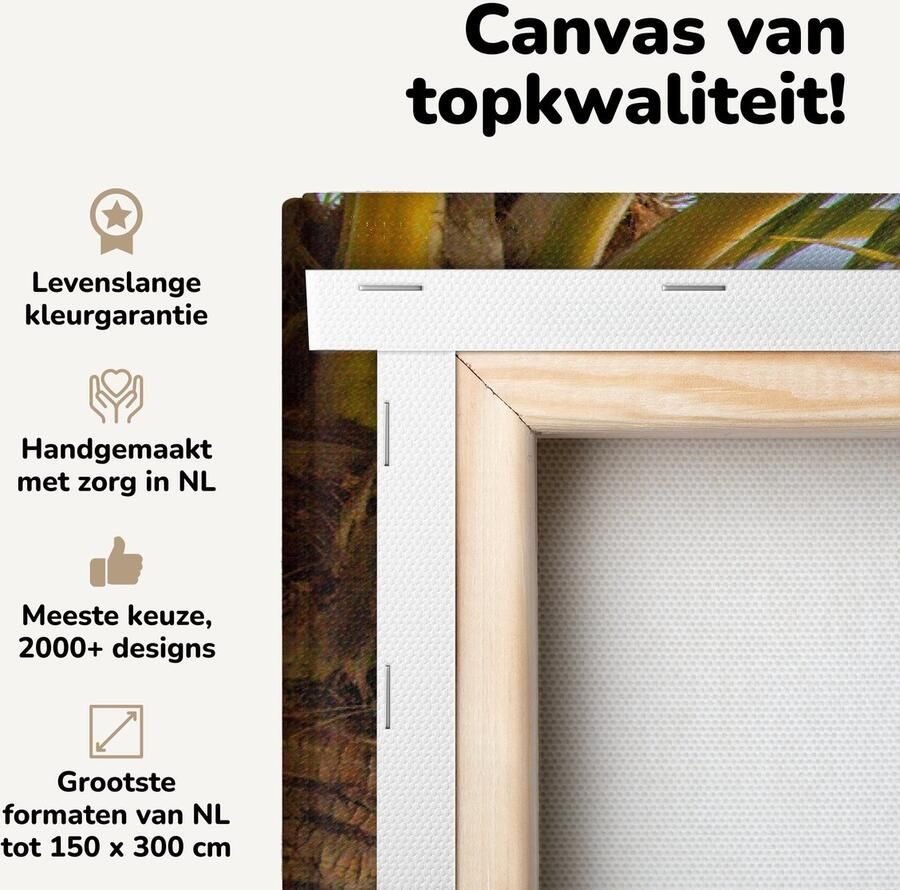 Canvas schilderij 120x80 cm Wanddecoratie Ligbedden tussen de palmbomen op een strand van Bali Muurdecoratie woonkamer Slaapkamer decoratie Kamer accessoires Schilderijen op canvas - Foto 2