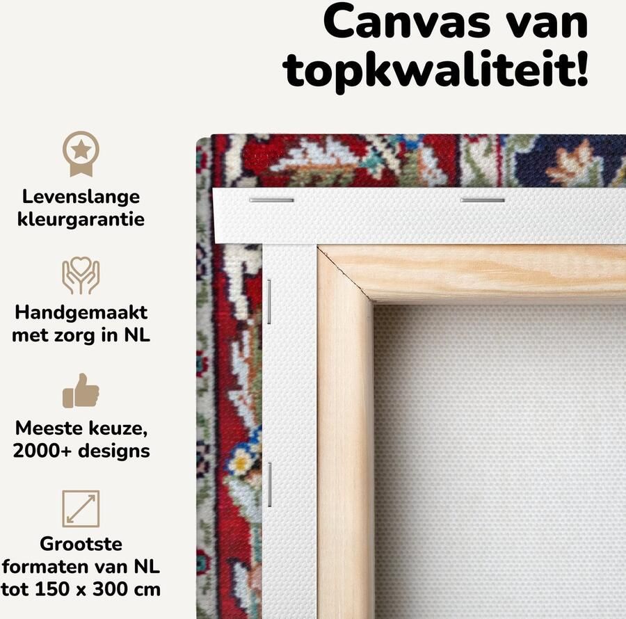 Canvas schilderij 120x80 cm Wanddecoratie Perzisch Tapijt Vloerkleed Patronen Blauw Muurdecoratie woonkamer Slaapkamer decoratie Kamer accessoires Schilderijen op canvas - Foto 2