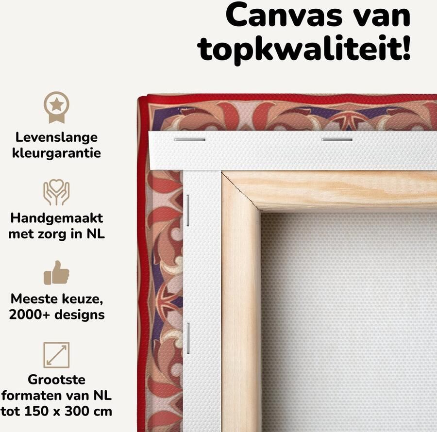 Canvas schilderij 120x80 cm Wanddecoratie Vloerkleed Mandala Patronen Rood Muurdecoratie woonkamer Slaapkamer decoratie Kamer accessoires Schilderijen op canvas - Foto 2