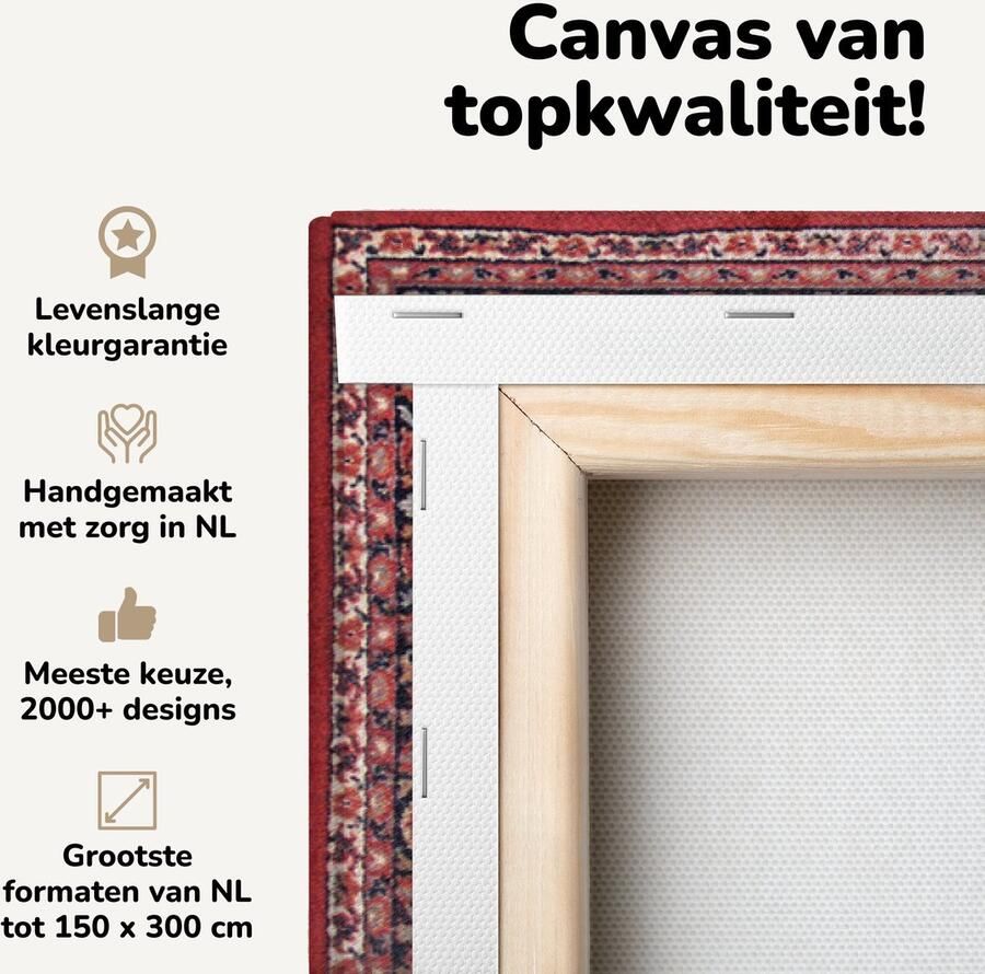 Canvas schilderij 120x80 cm Wanddecoratie Vloerkleed Perzisch Tapijt Rood Muurdecoratie woonkamer Slaapkamer decoratie Kamer accessoires Schilderijen op canvas - Foto 2