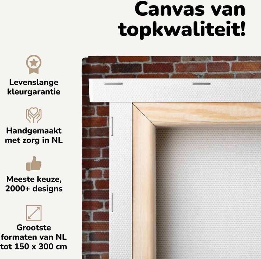 OneMillionCanvasses Canvas schilderij 150x100 cm Wanddecoratie Baksteen Bank Groen Muurdecoratie woonkamer Slaapkamer decoratie Kamer accessoires Schilderijen - Foto 2