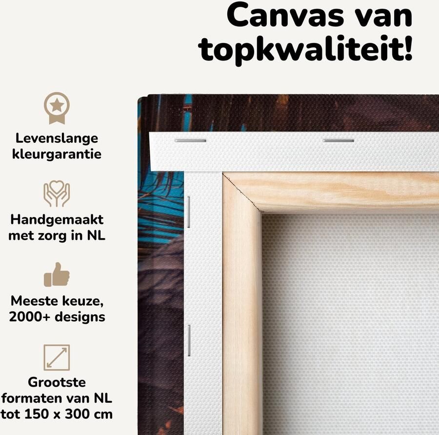 OneMillionCanvasses Canvas schilderij 150x100 cm Wanddecoratie Parasol Stoelen Strand Muurdecoratie woonkamer Slaapkamer decoratie Kamer accessoires Schilderijen - Foto 2