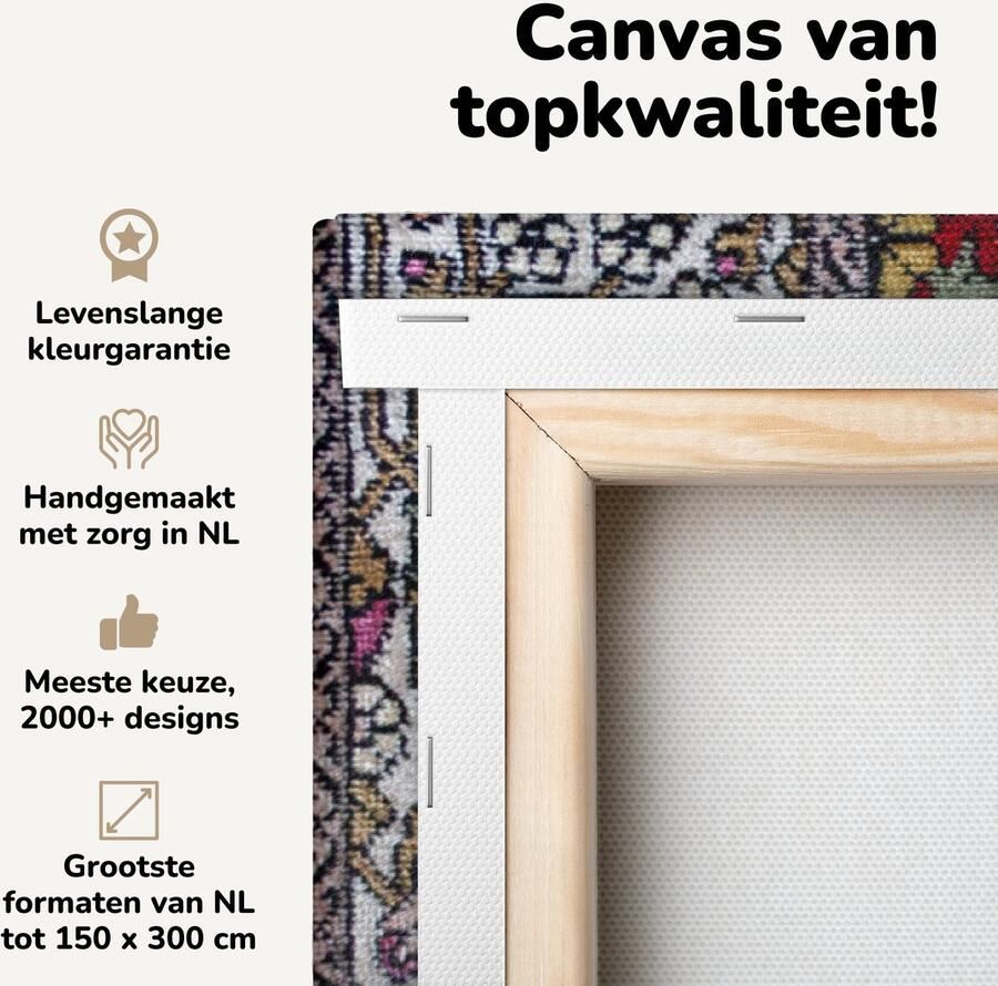 OneMillionCanvasses Canvas schilderij 150x100 cm Wanddecoratie Perzisch Tapijt Vloerkleed Patronen Kleuren Muurdecoratie woonkamer Slaapkamer decoratie Kamer accessoires Schilderijen - Foto 2