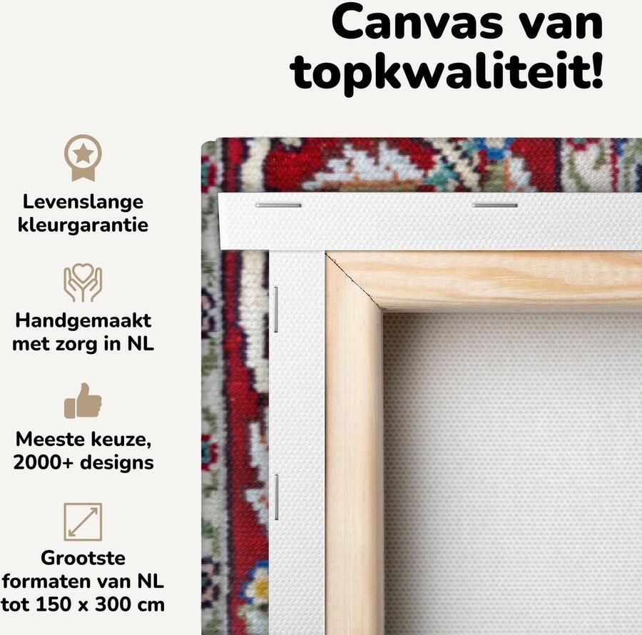 OneMillionCanvasses Canvas schilderij 180x120 cm Wanddecoratie Perzisch Tapijt Vloerkleed Patronen Blauw Muurdecoratie woonkamer Slaapkamer decoratie Kamer accessoires Schilderijen - Foto 2