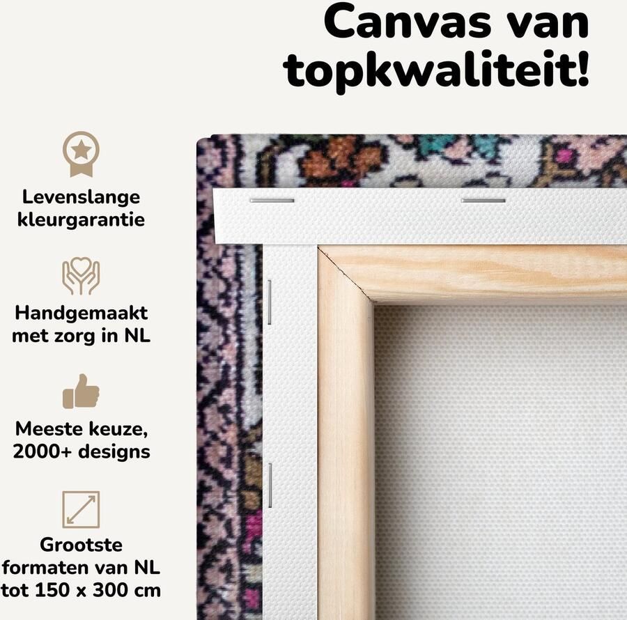 OneMillionCanvasses Canvas schilderij 180x120 cm Wanddecoratie Perzisch Tapijt Vloerkleed Patronen Kleuren Muurdecoratie woonkamer Slaapkamer decoratie Kamer accessoires Schilderijen - Foto 2
