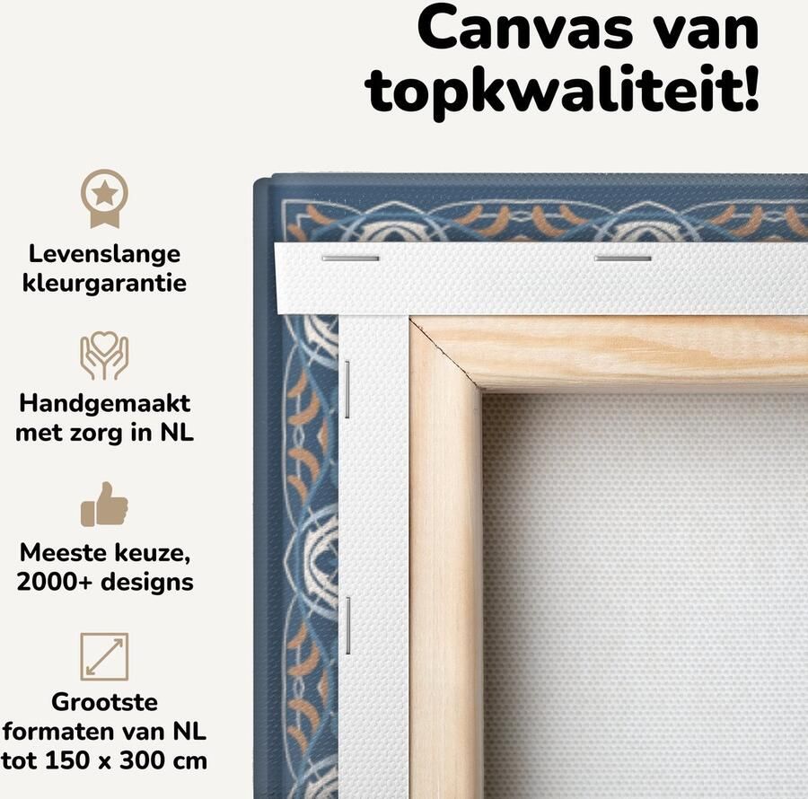 OneMillionCanvasses Canvas schilderij 180x120 cm Wanddecoratie Vloerkleed Perzisch Tapijt Blauw Muurdecoratie woonkamer Slaapkamer decoratie Kamer accessoires Schilderijen - Foto 2