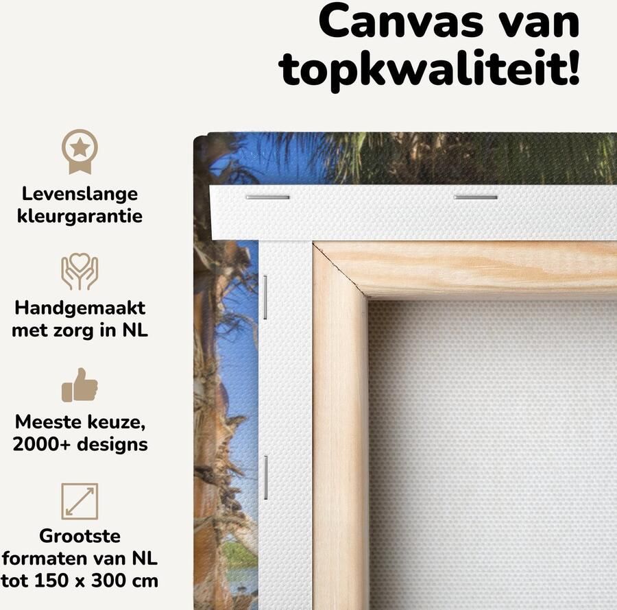 Canvas schilderij 20x20 cm Wanddecoratie Hangmat Zand Palmboom Muurdecoratie woonkamer Slaapkamer decoratie Kamer accessoires Schilderijen op canvas - Foto 2