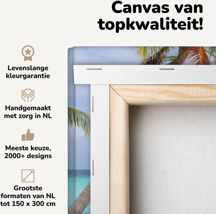 Canvas schilderij 20x20 cm Wanddecoratie Hangmat Zee Strand Muurdecoratie woonkamer Slaapkamer decoratie Kamer accessoires Schilderijen op canvas - Foto 2