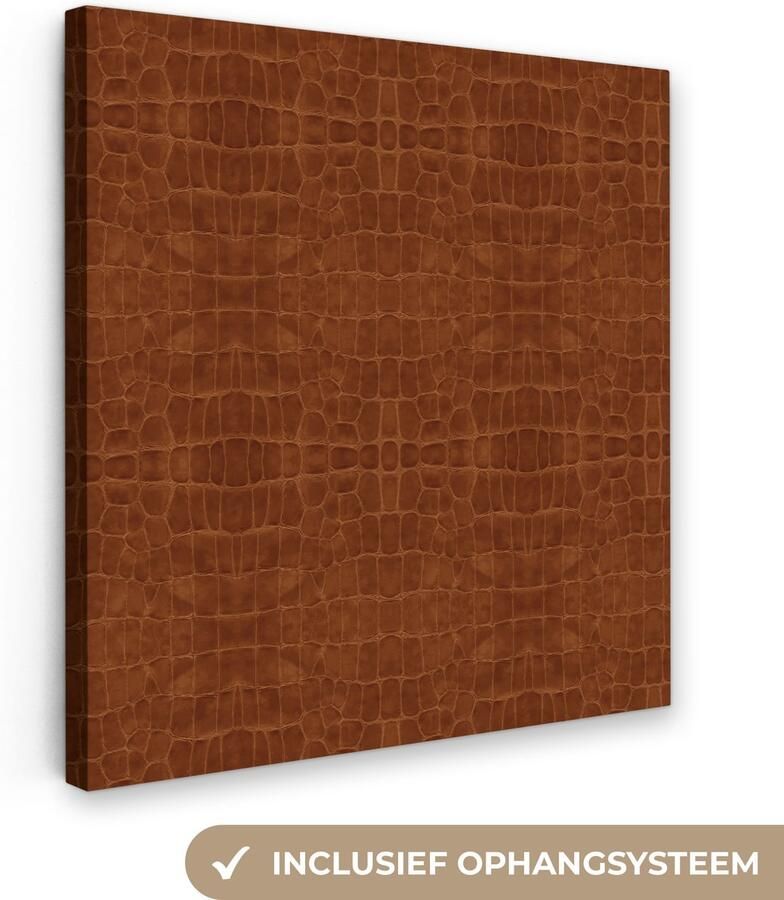 Canvas schilderij 20x20 cm Wanddecoratie Inductie beschermer Leer Bruin Dierenhuid Muurdecoratie woonkamer Slaapkamer decoratie Kamer accessoires Schilderijen op canvas - Foto 2