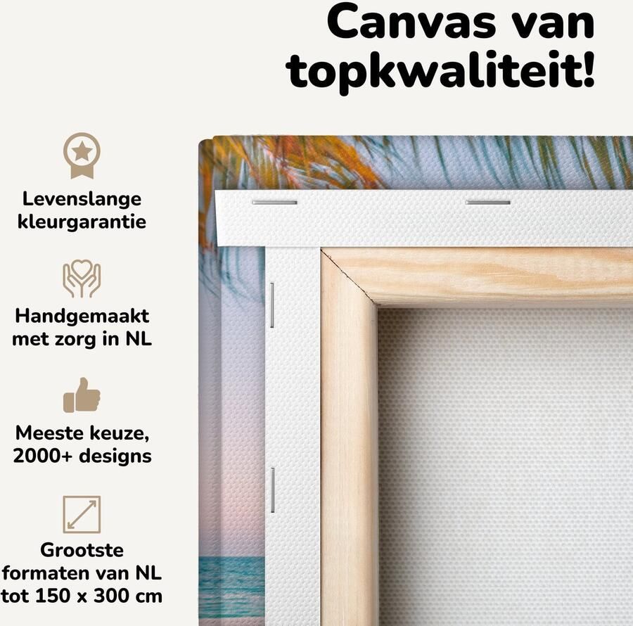 Canvas schilderij 40x20 cm Wanddecoratie Strand Palmbomen Parasol Muurdecoratie woonkamer Slaapkamer decoratie Kamer accessoires Schilderijen op canvas - Foto 2