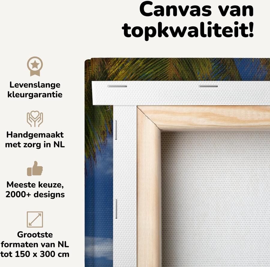Canvas schilderij 50x50 cm Wanddecoratie Hangmat Palmboom Oceaan Muurdecoratie woonkamer Slaapkamer decoratie Kamer accessoires Schilderijen op canvas - Foto 2