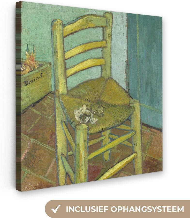 OneMillionCanvasses Canvas schilderij 20x20 cm Wanddecoratie Vincents stoel Vincent van Gogh Muurdecoratie woonkamer Slaapkamer decoratie Kamer accessoires Schilderijen