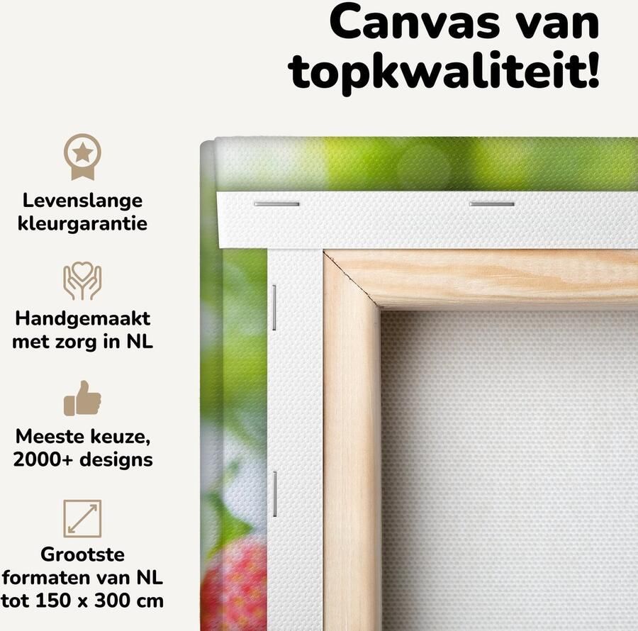 Canvas schilderij 60x40 cm Wanddecoratie Aardbei Mok Tafel Muurdecoratie woonkamer Slaapkamer decoratie Kamer accessoires Schilderijen op canvas - Foto 2
