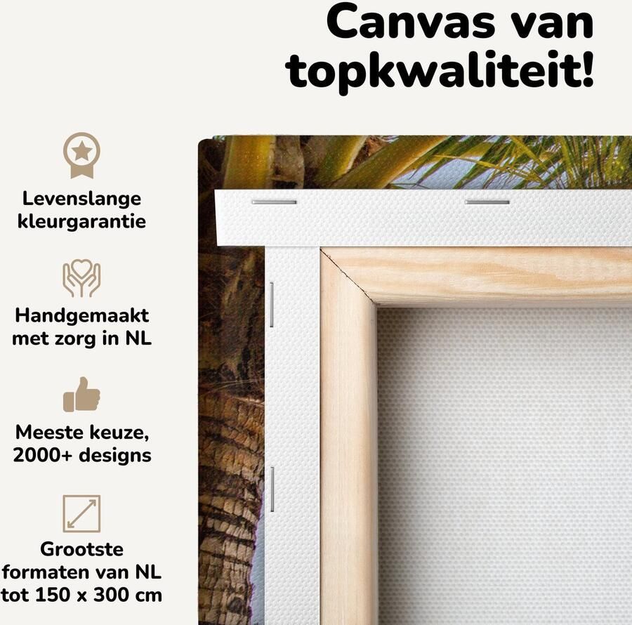 Canvas schilderij 60x40 cm Wanddecoratie Ligbedden tussen de palmbomen op een strand van Bali Muurdecoratie woonkamer Slaapkamer decoratie Kamer accessoires Schilderijen op canvas - Foto 2