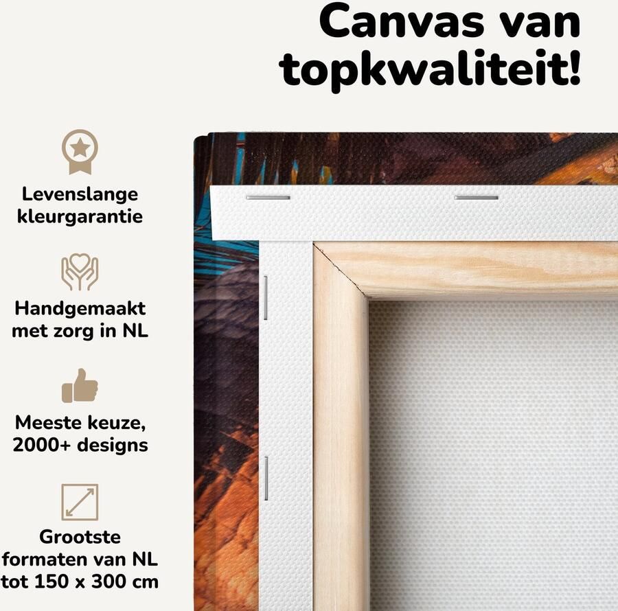 Canvas schilderij 60x40 cm Wanddecoratie Parasol Stoelen Strand Muurdecoratie woonkamer Slaapkamer decoratie Kamer accessoires Schilderijen op canvas - Foto 2