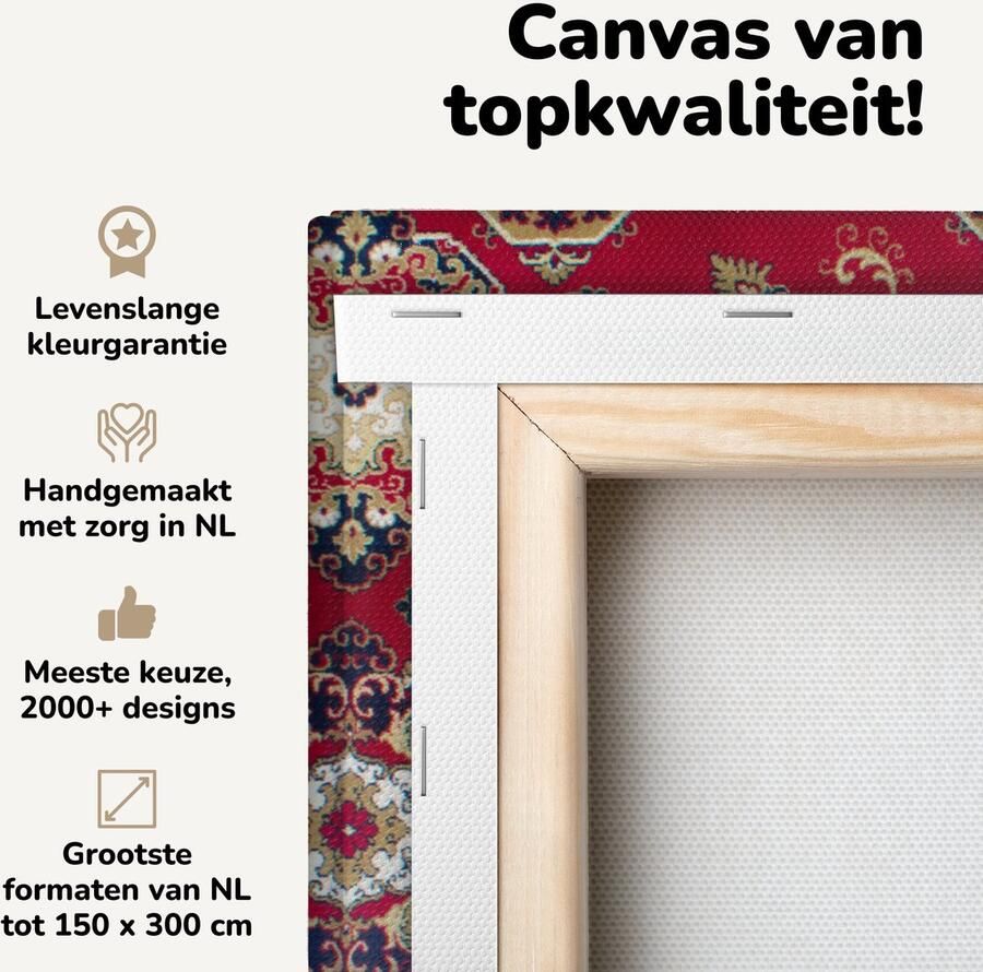 Canvas schilderij 90x60 cm Wanddecoratie Perzisch Tapijt Vloerkleed Mandala Rood Muurdecoratie woonkamer Slaapkamer decoratie Kamer accessoires Schilderijen op canvas - Foto 2