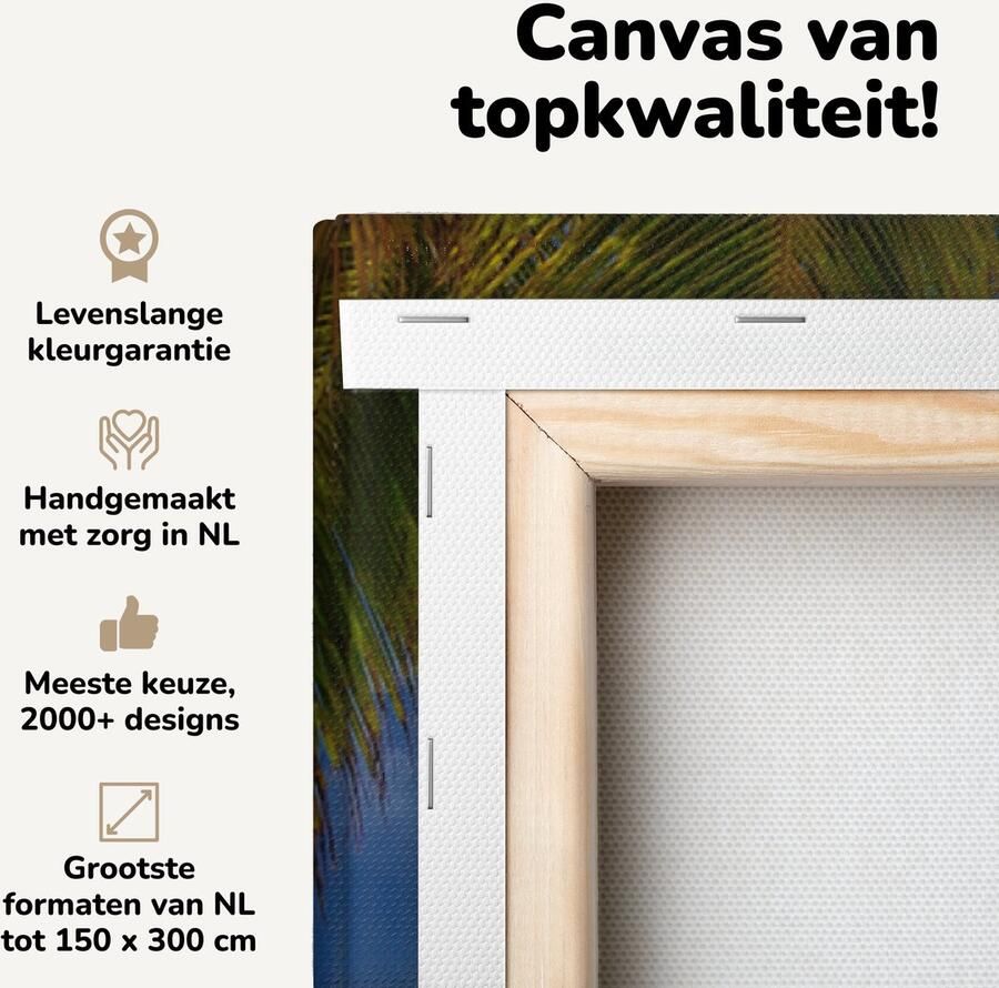 Canvas schilderij 90x90 cm Wanddecoratie Hangmat Palmboom Oceaan Muurdecoratie woonkamer Slaapkamer decoratie Kamer accessoires Schilderijen op canvas - Foto 2