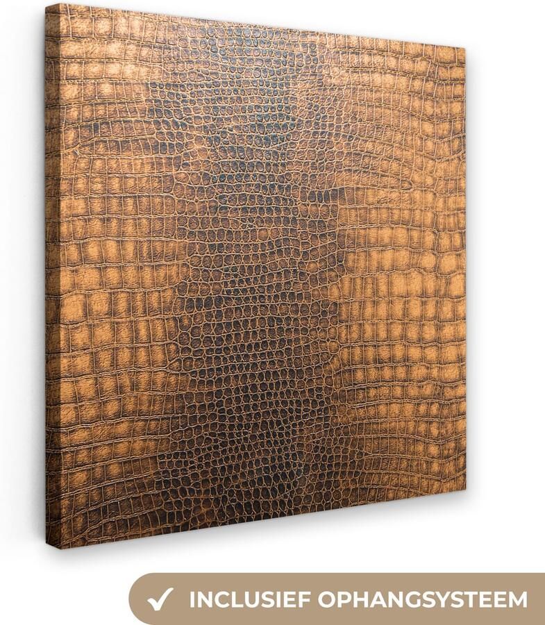 Canvas schilderij 90x90 cm Wanddecoratie Inductie beschermer Leer Oranje Dierenhuid Muurdecoratie woonkamer Slaapkamer decoratie Kamer accessoires Schilderijen op canvas - Foto 3