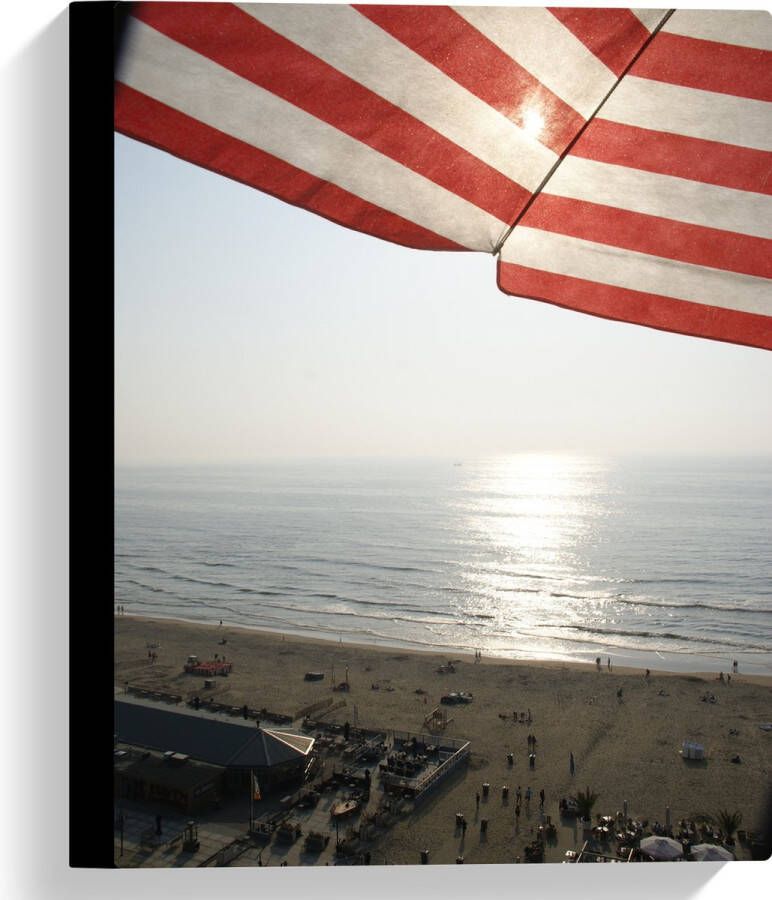 Canvas Strand Zee Zand Parasol Mensen Strandtent Zon 30x40 cm Foto op Canvas Schilderij (Wanddecoratie op Canvas)