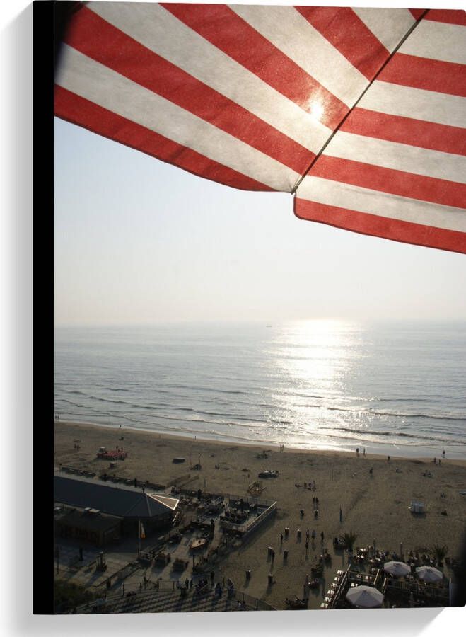 Canvas Strand Zee Zand Parasol Mensen Strandtent Zon 40x60 cm Foto op Canvas Schilderij (Wanddecoratie op Canvas)