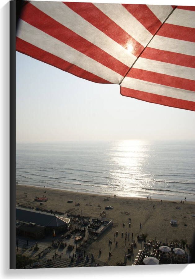 Canvas Strand Zee Zand Parasol Mensen Strandtent Zon 60x90 cm Foto op Canvas Schilderij (Wanddecoratie op Canvas)
