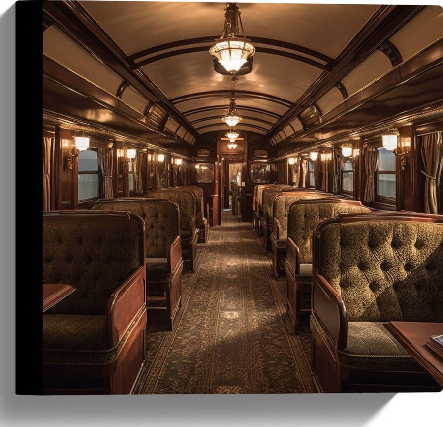 Canvas Trein Stoelen Hout Lampen 30x30 cm Foto op Canvas Schilderij (Wanddecoratie op Canvas)