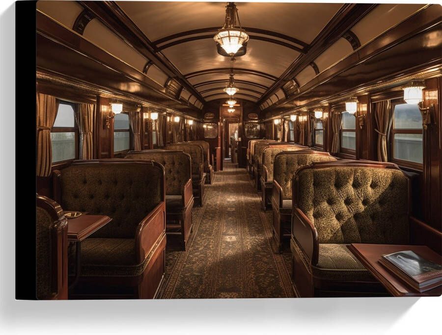 Canvas Trein Stoelen Hout Lampen 40x30 cm Foto op Canvas Schilderij (Wanddecoratie op Canvas)