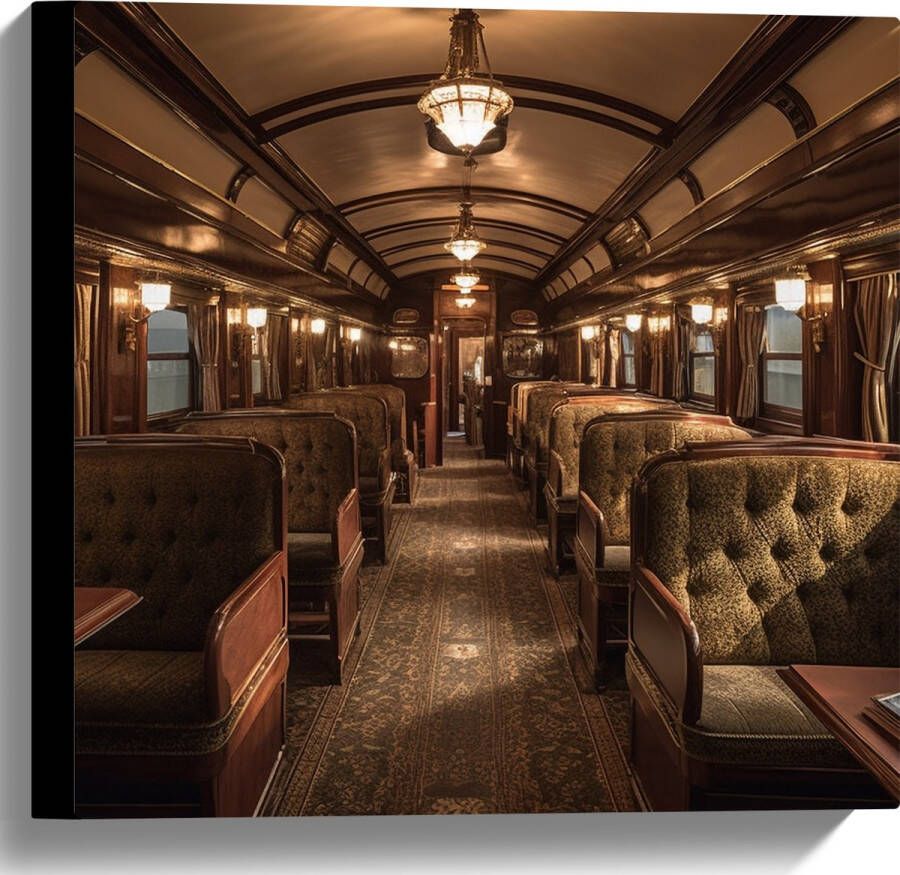 Canvas Trein Stoelen Hout Lampen 40x40 cm Foto op Canvas Schilderij (Wanddecoratie op Canvas)