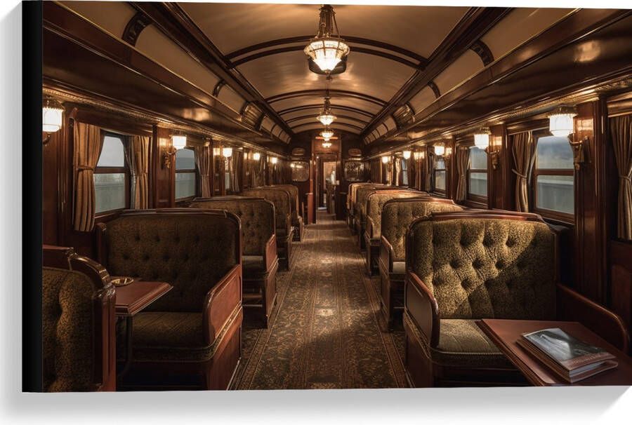 Canvas Trein Stoelen Hout Lampen 60x40 cm Foto op Canvas Schilderij (Wanddecoratie op Canvas)