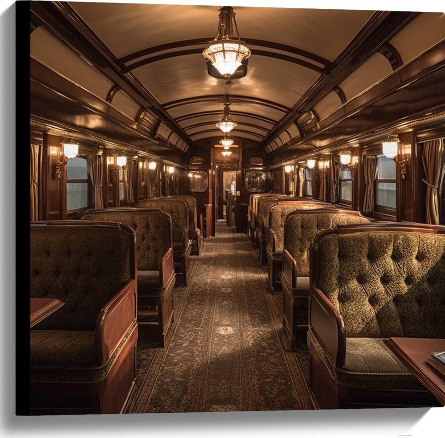 Canvas Trein Stoelen Hout Lampen 60x60 cm Foto op Canvas Schilderij (Wanddecoratie op Canvas)