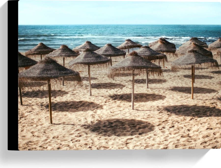 Canvas Zee Strand Zand Parasols 40x30 cm Foto op Canvas Schilderij (Wanddecoratie op Canvas)