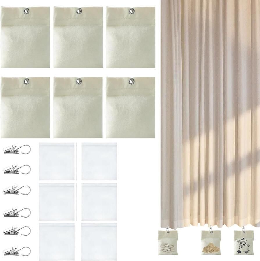 Canvasgewichten voor buitengordijnen 6 weerbestendige zandzakken voor tuinprieelgordijnen draagbare gewichtszak zandzakken met metalen clips zelfklevende sluiting voor prieelgordijnen en cabana's (set van 6)